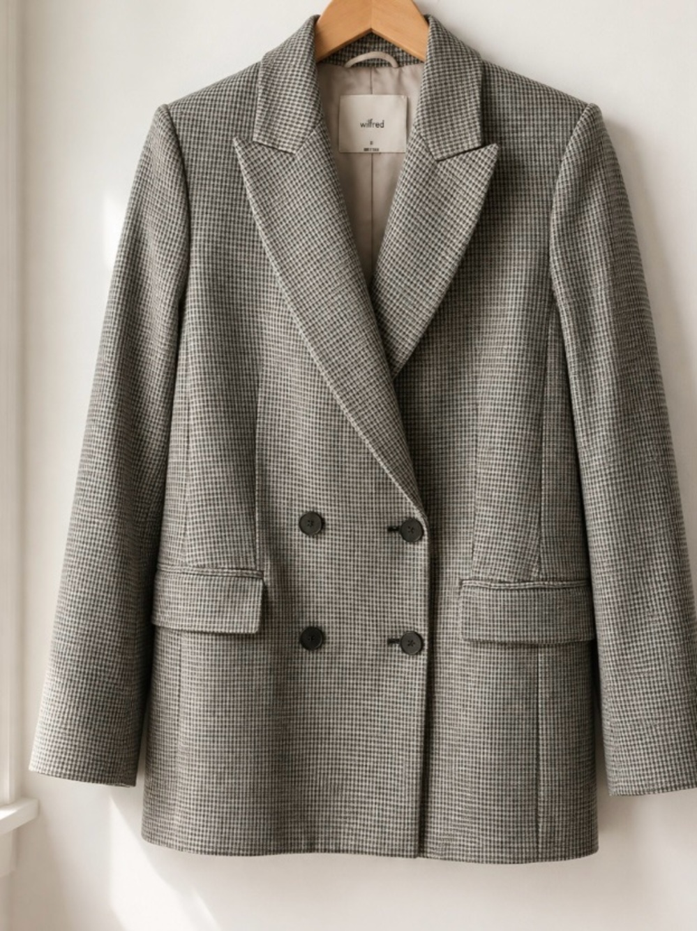 Wilfred Houndstooth Double-Breasted Margaux Blazer Jacket